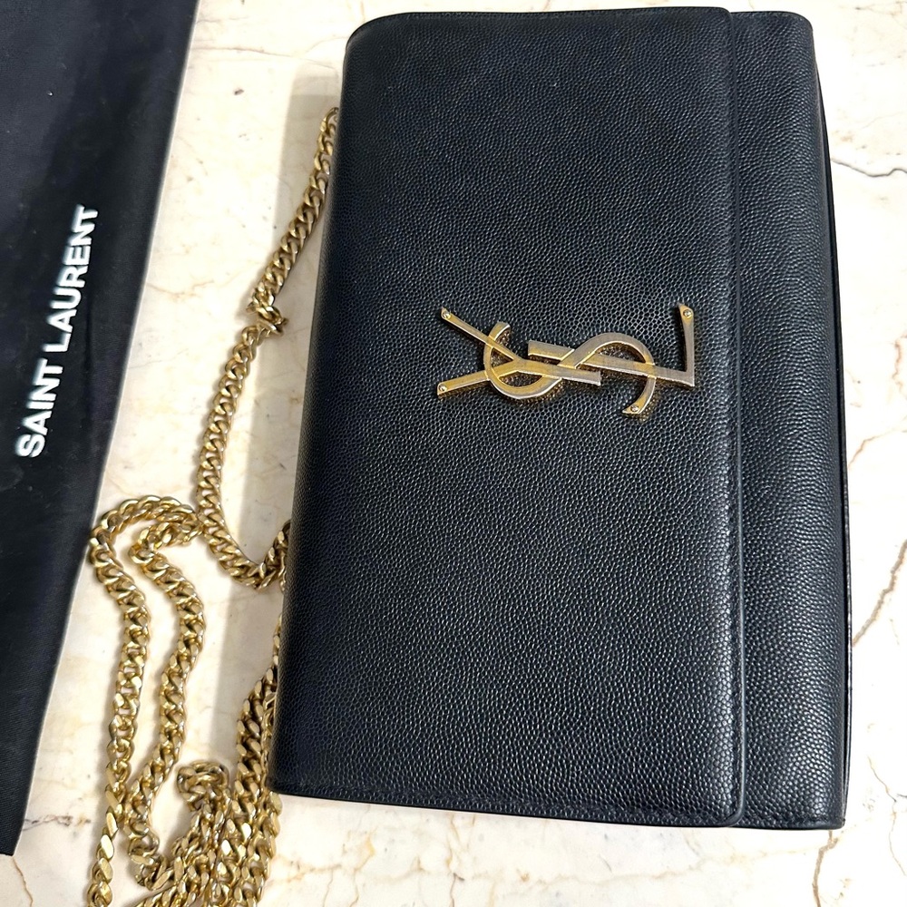 YSL Saint Laurent Kate Medium leather shoulder bag in color black